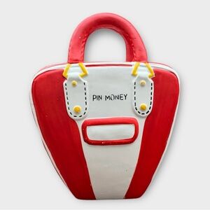 Vintage 50s Ceramic Bowling Ball Bag Pin Money Coin Piggy Bank